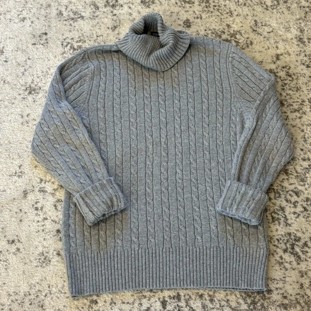 Eddie Bauer Women’s Gray Cable Knit Turtleneck Sweater SZ M